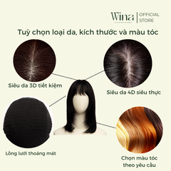 Tóc Giả Nguyên Đầu Layer Bằng Tóc Thật Mái Thưa 50cm
