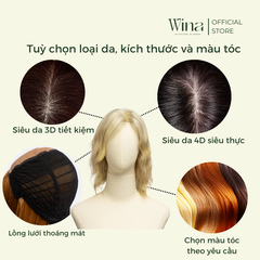 Tóc Giả Nguyên Đầu Đẹp Bằng Tóc Thật Uốn Sóng Xõa Ngang Vai 8*12 3D 40cm