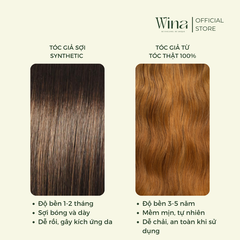 Tóc Giả Nguyên Đầu Tóc Thật Ombre Sóng Dài Nâu Vàng 60cm