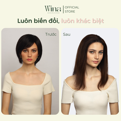 Tóc Giả Nguyên Đầu Nữ Dài Bằng Tóc Thật Thẳng Nâu Sẫm 50cm