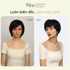 Tóc Giả Nguyên Đầu Tém Bằng Tóc Thật Nâu Đen | Wina Wigs