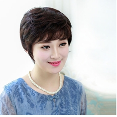 Tóc Giả Nữ Nguyên Đầu - Kiểu Ngắn Tém Trung Niên Siêu Da Xoáy | Wina