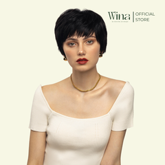Tóc Giả Nguyên Đầu Tém Bằng Tóc Thật Nâu Đen | Wina Wigs