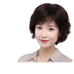 Tóc Giả Nữ Nguyên Đầu - Kiểu Bob Trung Niên Mái Xéo Dài 25cm | Wina