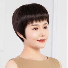 Tóc Giả Nữ Nguyên Đầu - Kiểu Tém Ngắn Full Kim Bằng Tóc Thật | Wina