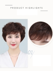 Tóc Giả Nữ Nguyên Đầu - Kiểu Tém Xoăn Trung Niên Siêu Da | Wina