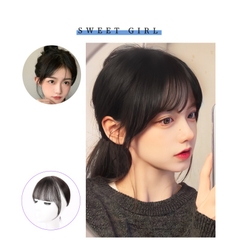 Tóc Mái Thưa Bằng Tóc Thật - Da 3D Xoáy Ngôi Ngang Dài 30cm | Wina