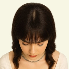 Tóc Giả Che Hói Đỉnh Đầu Nữ - Mái Thưa Xoăn Lọn Siêu Da 4D Dài 35cm | Wina