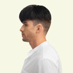 Tóc Giả Nam Che Phủ Đỉnh - Layer Mái Xéo Nâu Đen