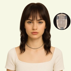 Tóc Giả Che Hói Đỉnh Đầu Nữ - Mái Thưa Xoăn Lọn Siêu Da 4D Dài 35cm | Wina