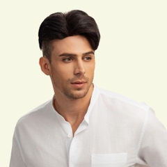 Tóc Giả Nam Che Phủ Đỉnh - Side Part Vuốt Rủ Nâu Đen Siêu Da 3D