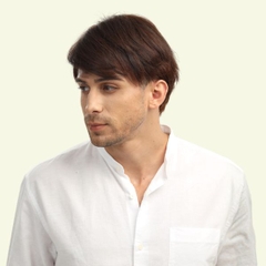 Tóc Giả Nam Nguyên Đầu - Side Part Mái Xéo Nâu Socola Siêu Da 4D