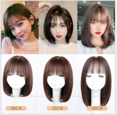 Tóc Giả Nữ Nguyên Đầu - Siêu Da 4D Ngắn Cúp Ngang Vai Dài 35cm | Wina