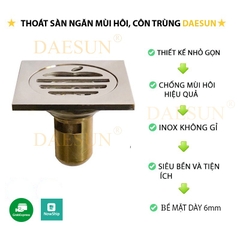 Phễu thoát sàn ngăn mùi 100%, ngăn côn trùng DAESUN DS 515 (10 x 10cm)mặt siêu dày