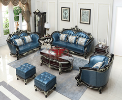 SOFA MÀU XANH DƯƠNG TÂN CỔ ĐIỂN GỖ TỰ NHIÊN G9930