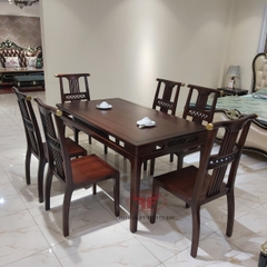 BỘ BÀN ĂN 1M6 INDOCHINE GỖ ÓC CHÓ A03