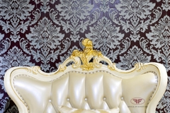 BỘ SOFA PHÒNG KHÁCH TÂN CỔ ĐIỂN DÁT VÀNG KẾT HỢP GHẾ QUÝ PHI 9902B