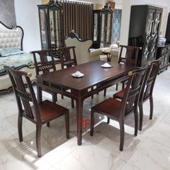 BỘ BÀN ĂN 1M6 INDOCHINE GỖ ÓC CHÓ A03