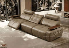 SOFA TÍCH HỢP KÊ CHÂN ĐIỆN NÂU KEM TỐI GIẢN