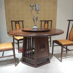 BỘ BÀN ĂN INDOCHINE GỖ ÓC CHÓ MÂM XOAY A01