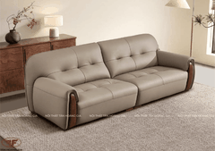 SOFA ĐÔI KEM NÂU TAY ỐP GỖ TỐI GIẢN