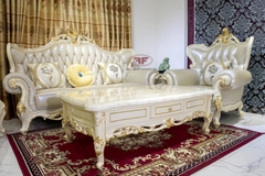 BỘ SOFA PHÒNG KHÁCH TÂN CỔ ĐIỂN DÁT VÀNG KẾT HỢP GHẾ QUÝ PHI 9902B