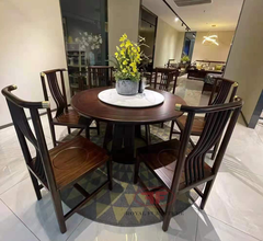 BỘ BÀN ĂN TRÒN XOAY INDOCHINE KẾT HỢP 6 GHẾ