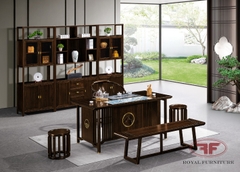 BÀN LÀM VIỆC INDOCHINE MẶT ĐÁ GỖ ÓC CHÓ CAO CẤP  HT2322