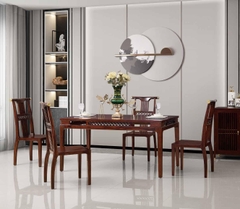 BỘ BÀN ĂN 1M6 INDOCHINE GỖ ÓC CHÓ A03