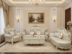 BỘ SOFA PHÒNG KHÁCH TÂN CỔ ĐIỂN DÁT VÀNG KẾT HỢP GHẾ QUÝ PHI