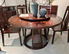 {Nhiều Kích Thước] BÀN ĂN TRÒN CÓ MÂM XOAY INDOCHINE MẶT GỖ 1M35