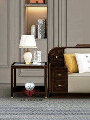 BÀN GÓC MẶT ĐÁ PHÒNG KHÁCH INDOCHINE GỖ ÓC CHÓ 2315