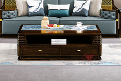 BÀN TRÀ MẶT ĐÁ INDOCHINE GỖ ÓC CHÓ 1M5 NHẬP KHẨU 2311