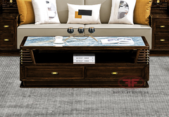 BÀN TRÀ INDOCHINE GỖ ÓC CHÓ MẶT ĐÁ 1M5 2316