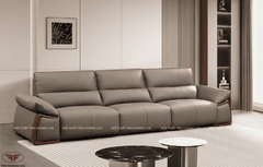 SOFA BĂNG 3 GHI NÂU TAY ỐP GỖ TỐI GIẢN