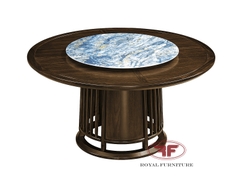 BÀN ĂN TRÒN MẶT ĐÁ INDOCHINE GỖ ÓC CHÓ CAO CẤP HT2368 [Nhiều kích thước]