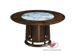 BÀN ĂN TRÒN MẶT ĐÁ INDOCHINE GỖ ÓC CHÓ CAO CẤP HT2368 [Nhiều kích thước]