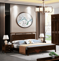 GIƯỜNG NGỦ 1M8X2M INDOCHINE GỖ ÓC CHÓ SANG TRỌNG 2332