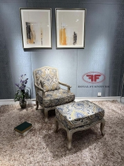 BỘ GHẾ THƯ GIÃN KÈM ĐÔN ĐỂ CHÂN BỌC NỈ HOA VĂN LUXURY 8805