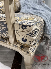 BỘ GHẾ THƯ GIÃN KÈM ĐÔN ĐỂ CHÂN BỌC NỈ HOA VĂN LUXURY 8805