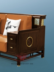 SOFA PHÒNG KHÁCH GỖ ÓC CHÓ NHẬP KHẨU BỌC DA HT2308