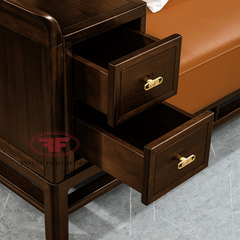 SOFA PHÒNG KHÁCH GỖ ÓC CHÓ NHẬP KHẨU BỌC DA HT2308