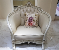 BỘ SOFA GỖ PHÒNG KHÁCH TÂN CỔ ĐIỂN MÀU TRẮNG NGỌC TRAI 9922B