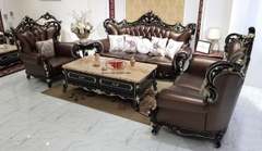 BỘ SOFA PHÒNG KHÁCH TÂN CỔ ĐIỂN TONE DA MÀU CACAO G921