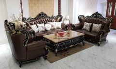 BỘ SOFA PHÒNG KHÁCH TÂN CỔ ĐIỂN TONE DA MÀU CACAO G921