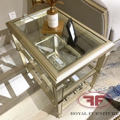 BÀN TRÀ GÓC MẶT KÍNH HIỆN ĐẠI THIẾT KẾ  3 TẦNG ĐỘC ĐÁO 8803