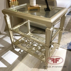 BÀN TRÀ GÓC MẶT KÍNH HIỆN ĐẠI THIẾT KẾ  3 TẦNG ĐỘC ĐÁO 8803