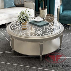 BÀN TRÀ TRÒN KÍNH GỖ TỰ NHIÊN LUXURY NHẬP KHẨU 8807