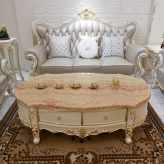 BÀN TRÀ PHÒNG KHÁCH TÂN CỔ ĐIỂN MẶT ĐÁ DÁT VÀNG 930B