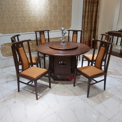 BỘ BÀN ĂN INDOCHINE GỖ ÓC CHÓ MÂM XOAY A01